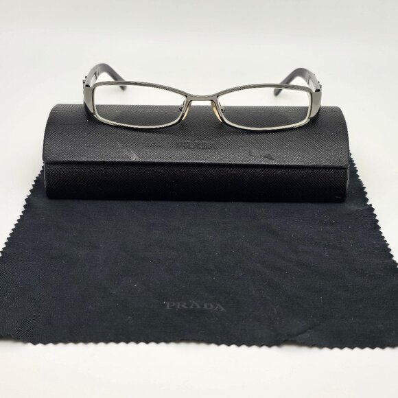 Prada VPR 58L 5AV-1O1 Gunmetal Plum Eyeglasses Frame w/ Case Italy 49-14-135 - Picture 1 of 14
